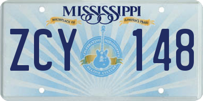 MS license plate ZCY148