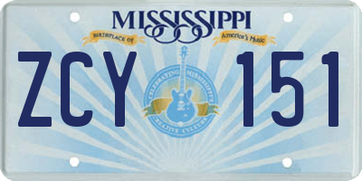 MS license plate ZCY151