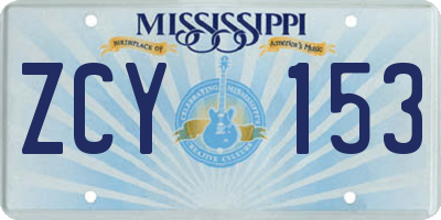 MS license plate ZCY153