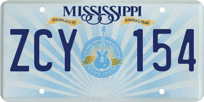 MS license plate ZCY154