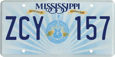 MS license plate ZCY157