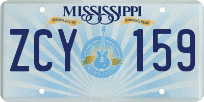 MS license plate ZCY159