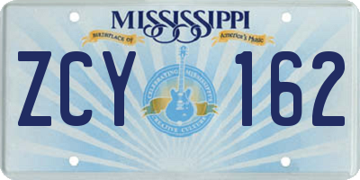 MS license plate ZCY162