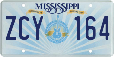 MS license plate ZCY164