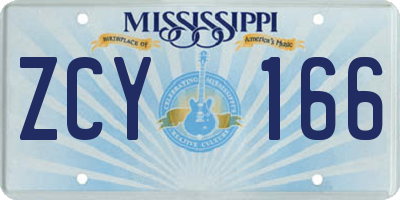 MS license plate ZCY166