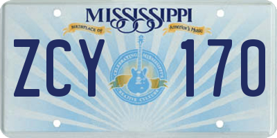 MS license plate ZCY170