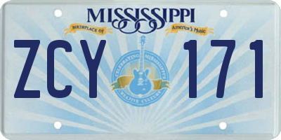 MS license plate ZCY171