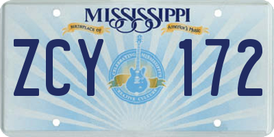 MS license plate ZCY172