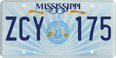 MS license plate ZCY175