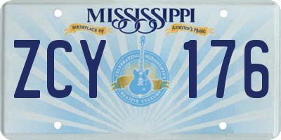 MS license plate ZCY176