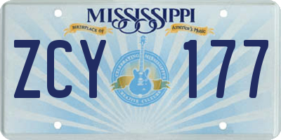 MS license plate ZCY177