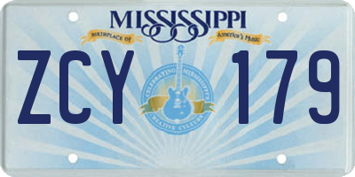 MS license plate ZCY179