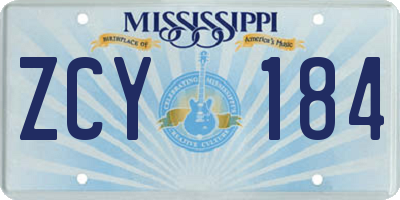 MS license plate ZCY184