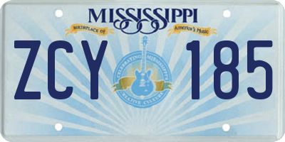 MS license plate ZCY185