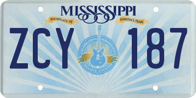 MS license plate ZCY187