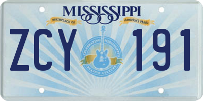 MS license plate ZCY191