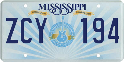 MS license plate ZCY194