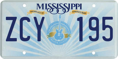 MS license plate ZCY195