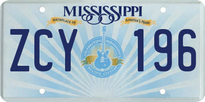 MS license plate ZCY196
