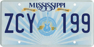 MS license plate ZCY199