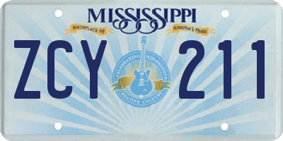 MS license plate ZCY211