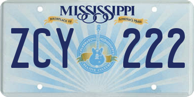 MS license plate ZCY222