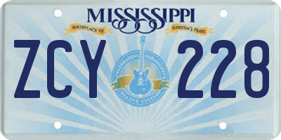 MS license plate ZCY228