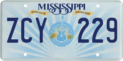 MS license plate ZCY229