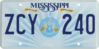 MS license plate ZCY240