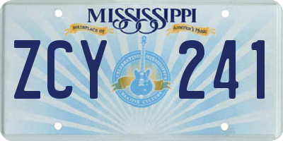 MS license plate ZCY241