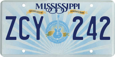 MS license plate ZCY242