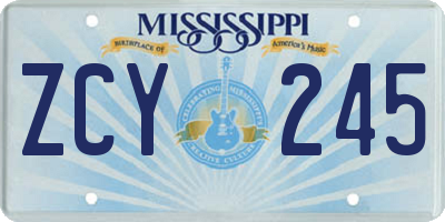 MS license plate ZCY245