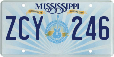 MS license plate ZCY246