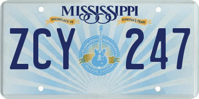MS license plate ZCY247