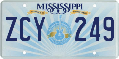 MS license plate ZCY249