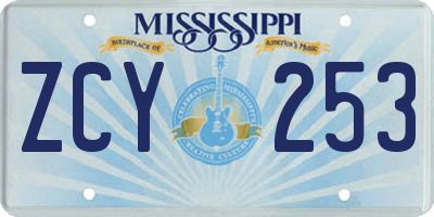 MS license plate ZCY253