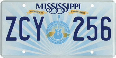 MS license plate ZCY256