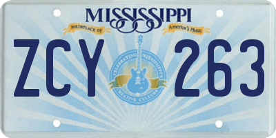 MS license plate ZCY263