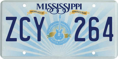 MS license plate ZCY264