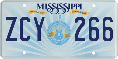 MS license plate ZCY266