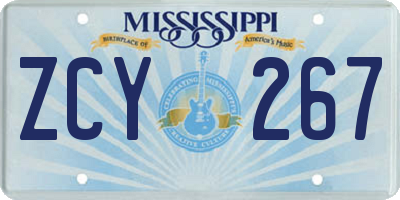 MS license plate ZCY267