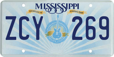 MS license plate ZCY269