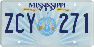 MS license plate ZCY271