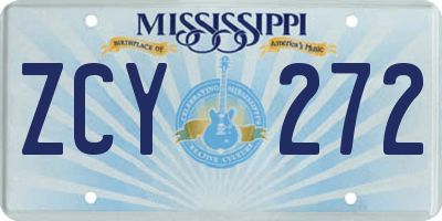 MS license plate ZCY272