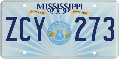 MS license plate ZCY273