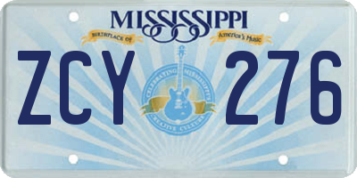 MS license plate ZCY276