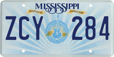 MS license plate ZCY284