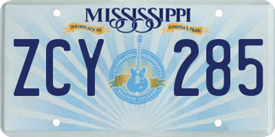 MS license plate ZCY285