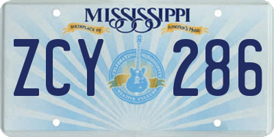 MS license plate ZCY286