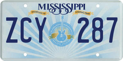 MS license plate ZCY287